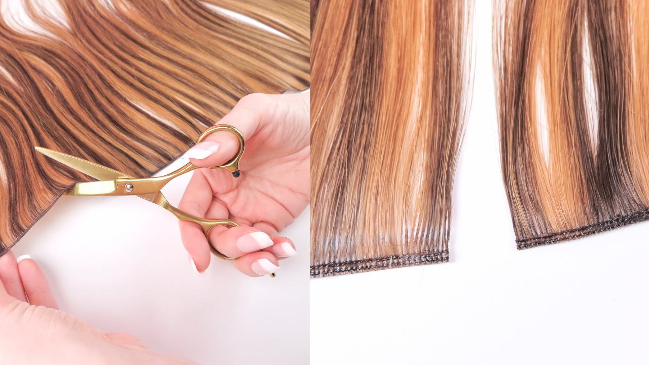 cashmere hair genius weft extensions being cut and not unraveling