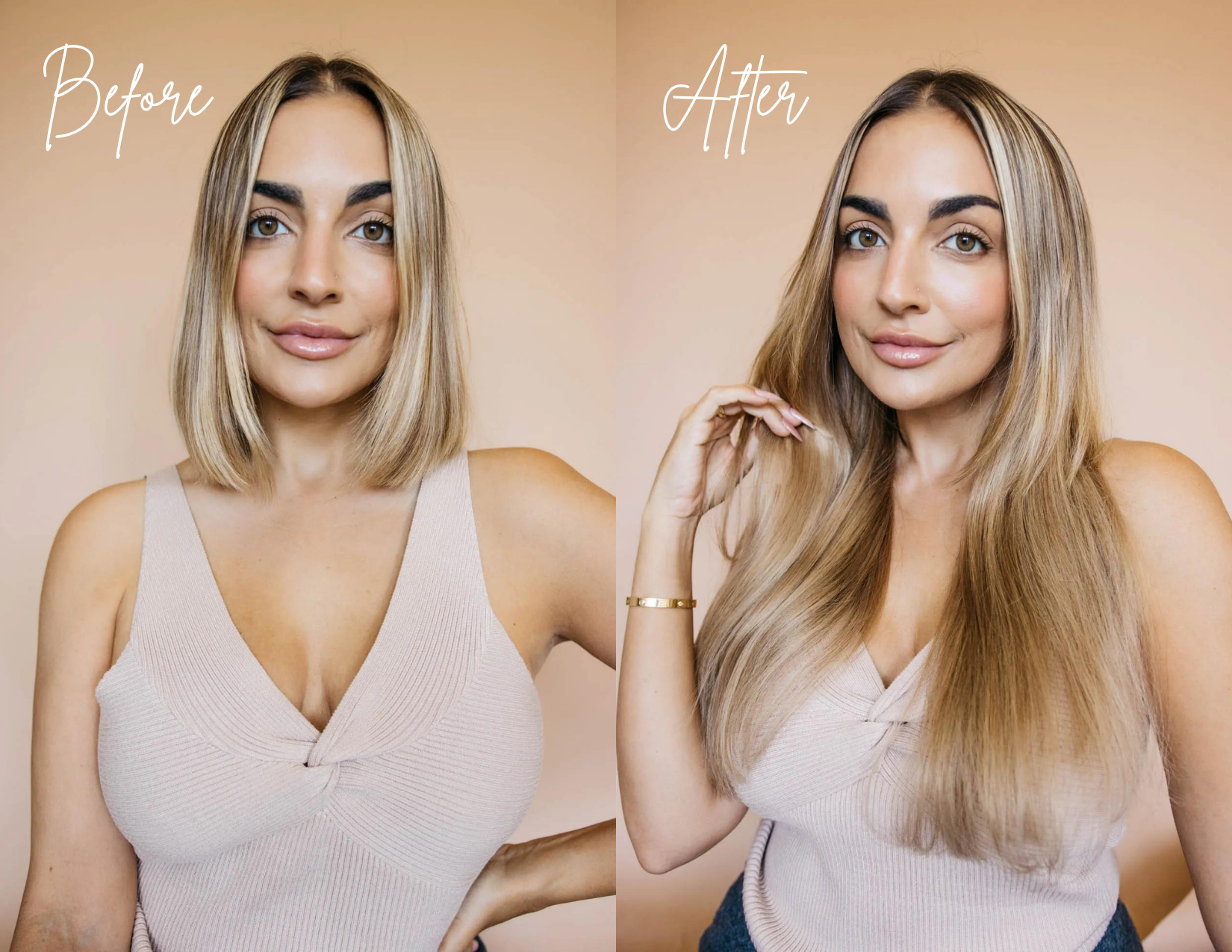Cashmere Hair Seamless Clip In Hair Extensions - Before and After