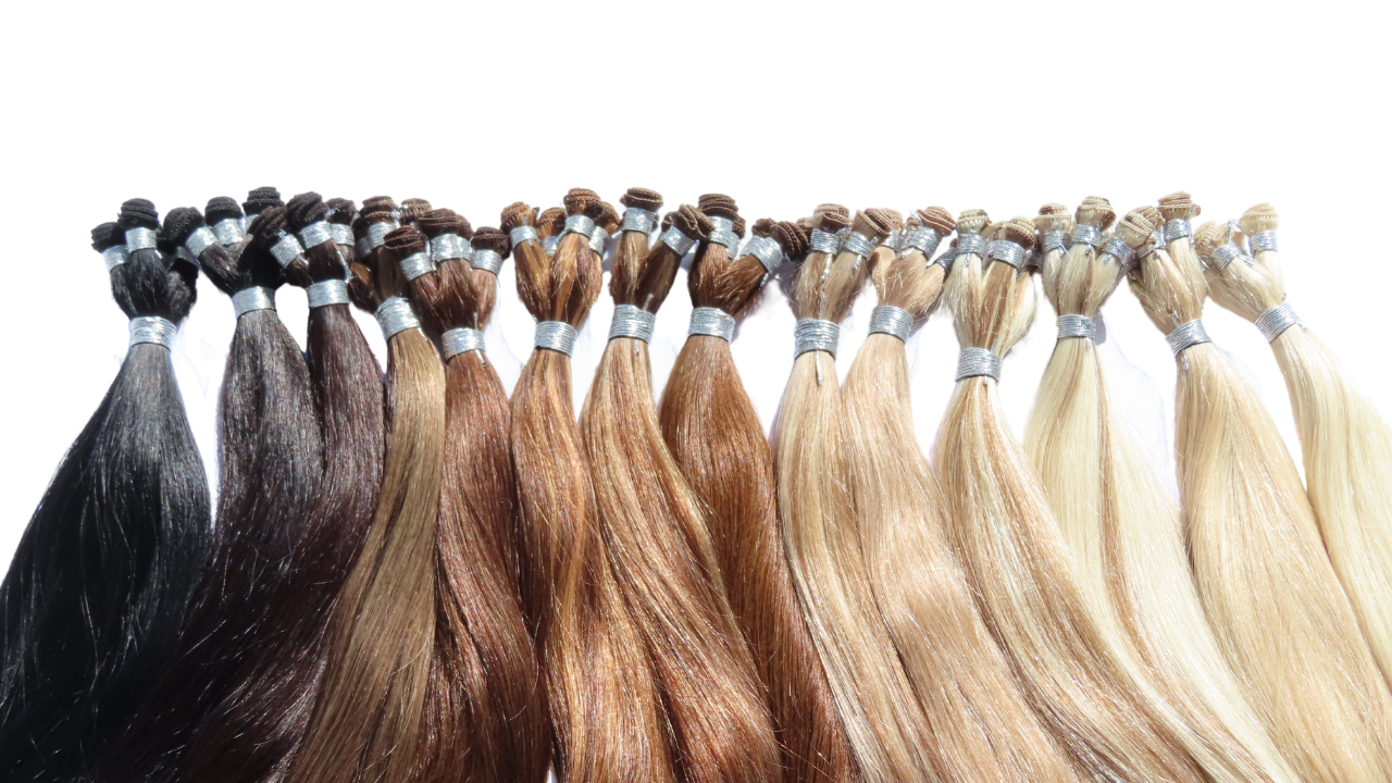 cashmere hair hand-tied extension bundles in all shades