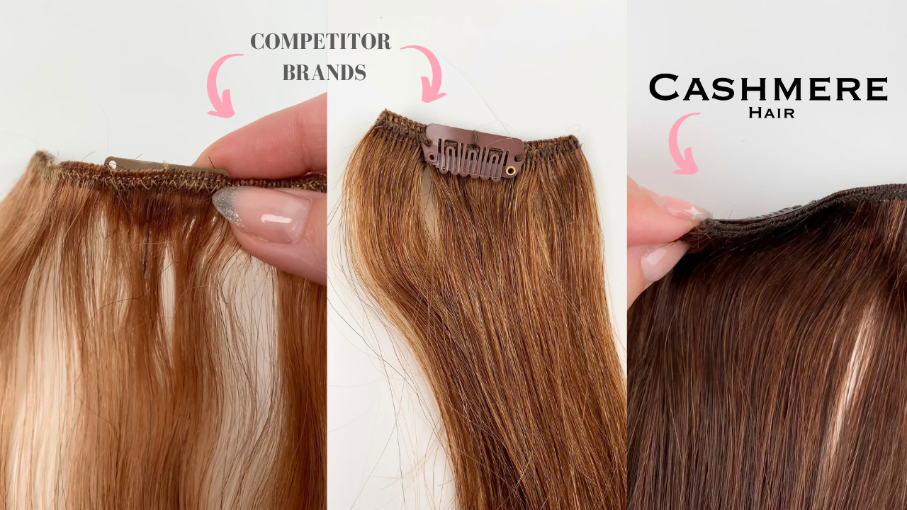 comparing clips from cheap amazon extensions to cashmere hair