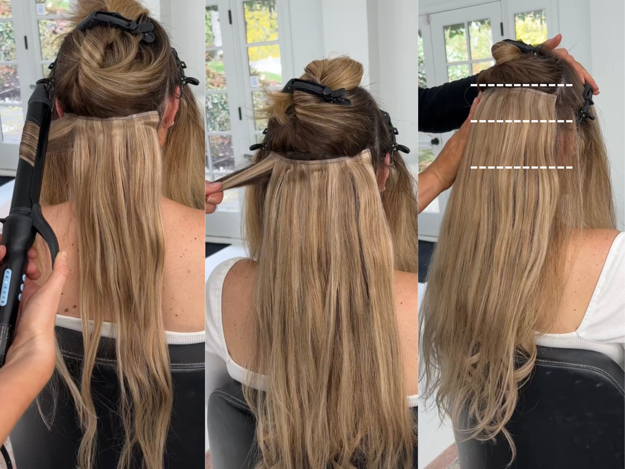 how to apply the larger wefts on the back of the head