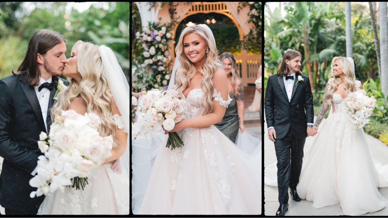 disneyland wedding photos of woman with hollywood waves using cashmere hair extensions