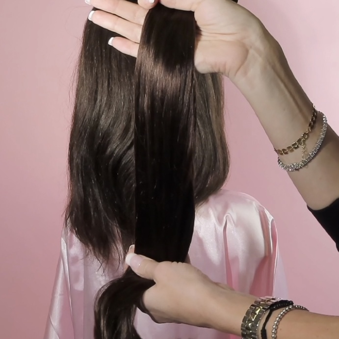 holding tracks of cashmere hair extensions