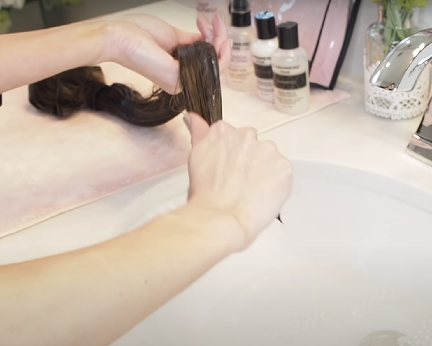Applying Deep Treatment to Cashmere Hair Extensions