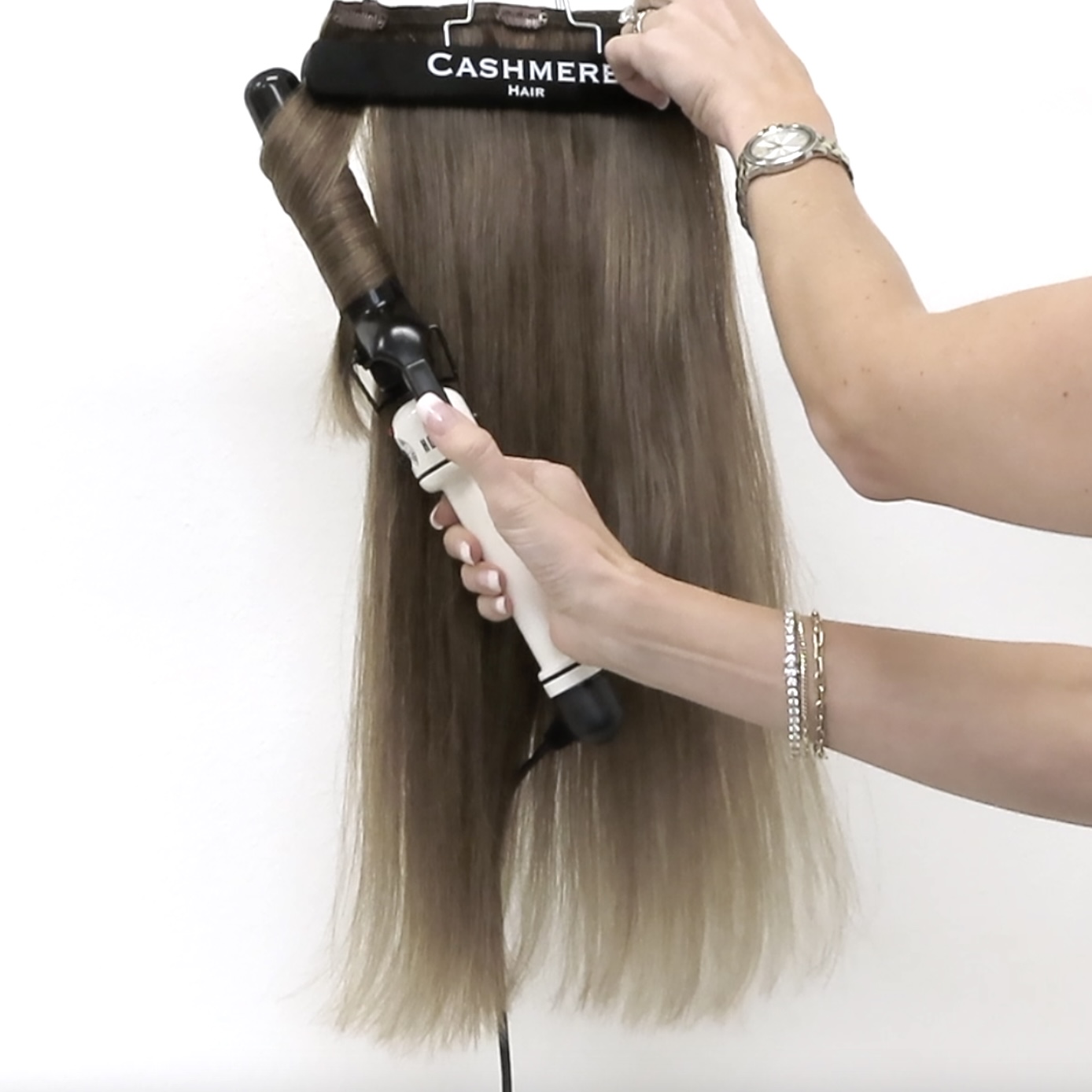 curling cashmere hair extensions with clamp curling iron