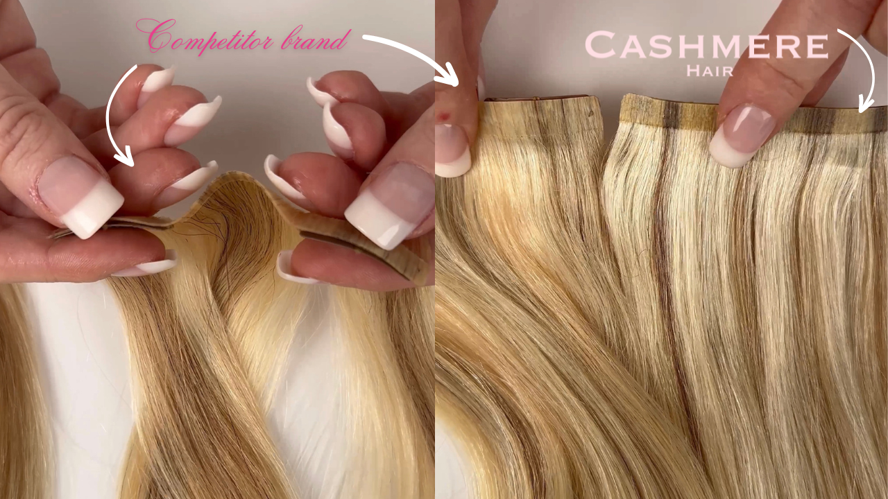 seamless clip-in comparison with competitor brand and cashmere hair