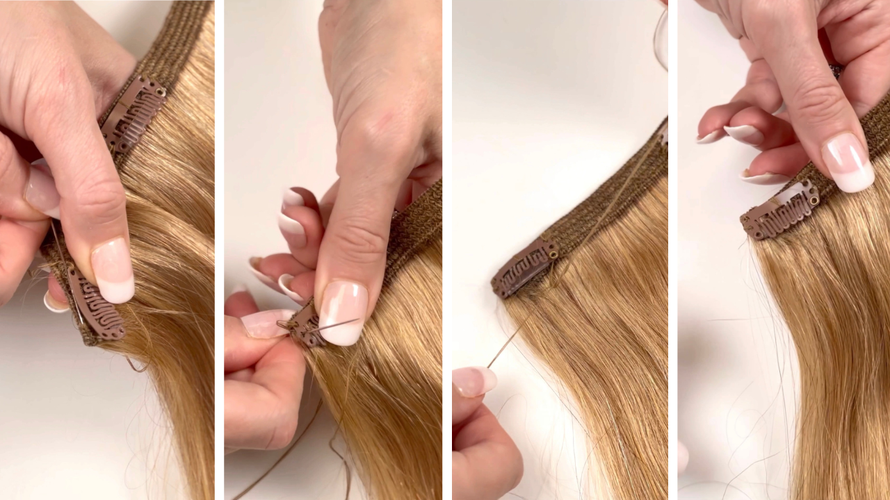 Step by step on how to secure the new clip onto the extensions 